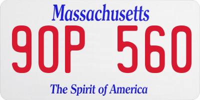 MA license plate 9OP560