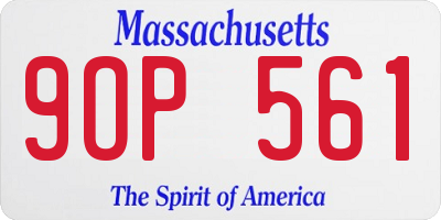 MA license plate 9OP561
