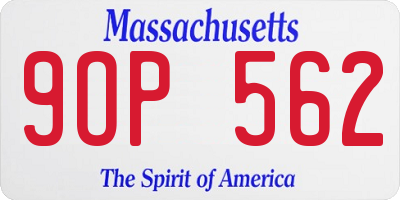 MA license plate 9OP562