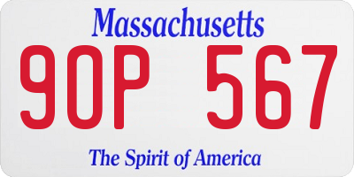 MA license plate 9OP567