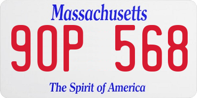 MA license plate 9OP568