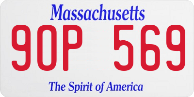 MA license plate 9OP569