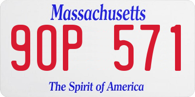 MA license plate 9OP571