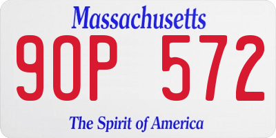 MA license plate 9OP572