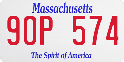 MA license plate 9OP574