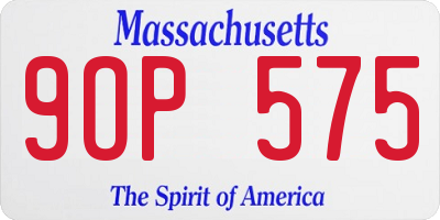 MA license plate 9OP575