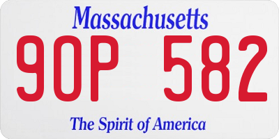 MA license plate 9OP582