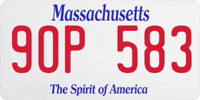 MA license plate 9OP583