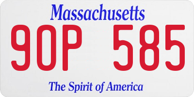 MA license plate 9OP585