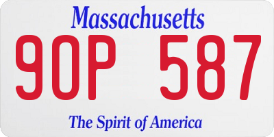 MA license plate 9OP587