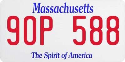 MA license plate 9OP588