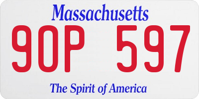 MA license plate 9OP597