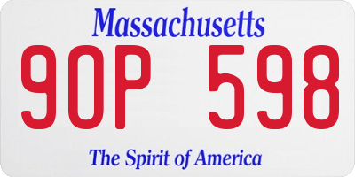 MA license plate 9OP598