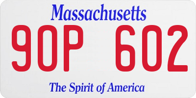 MA license plate 9OP602