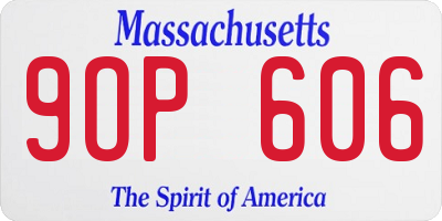 MA license plate 9OP606