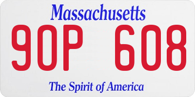 MA license plate 9OP608