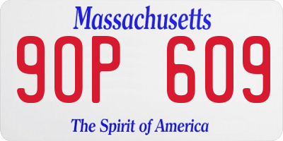 MA license plate 9OP609