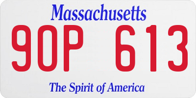MA license plate 9OP613