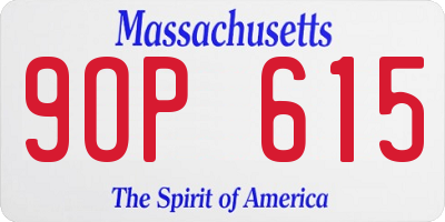 MA license plate 9OP615