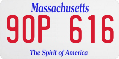 MA license plate 9OP616