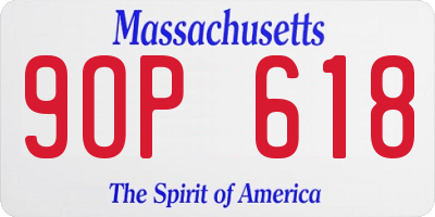 MA license plate 9OP618