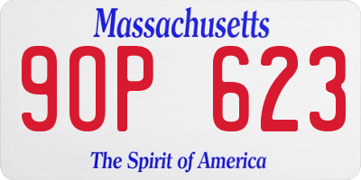 MA license plate 9OP623