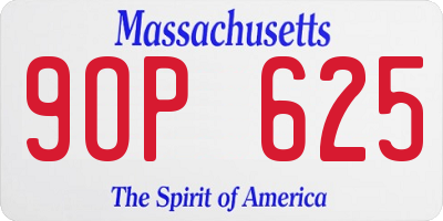 MA license plate 9OP625