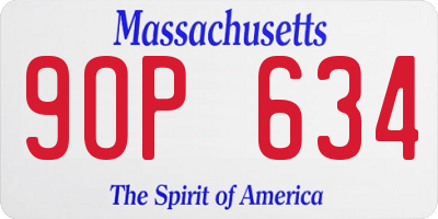 MA license plate 9OP634