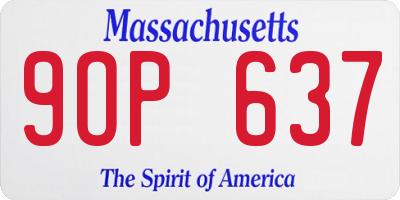 MA license plate 9OP637