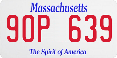 MA license plate 9OP639