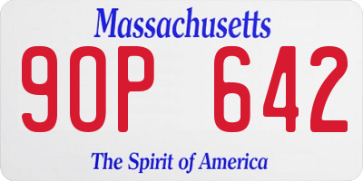 MA license plate 9OP642