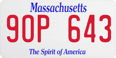 MA license plate 9OP643