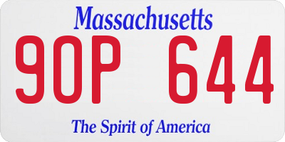 MA license plate 9OP644