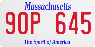 MA license plate 9OP645
