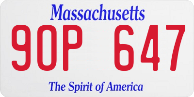 MA license plate 9OP647