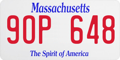 MA license plate 9OP648
