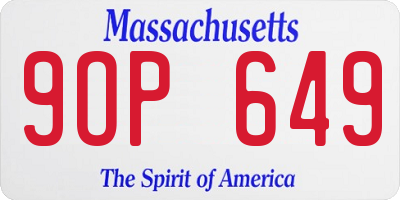 MA license plate 9OP649