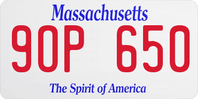 MA license plate 9OP650