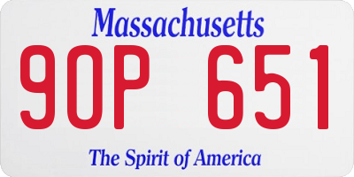 MA license plate 9OP651