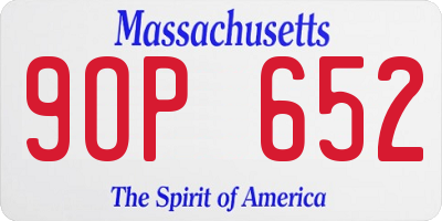 MA license plate 9OP652