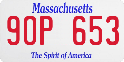 MA license plate 9OP653