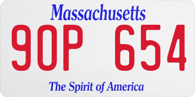 MA license plate 9OP654
