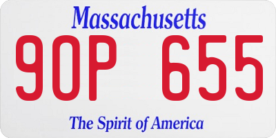 MA license plate 9OP655