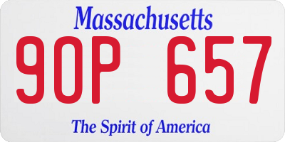 MA license plate 9OP657