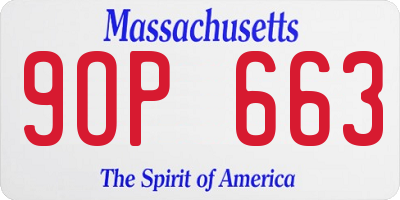 MA license plate 9OP663