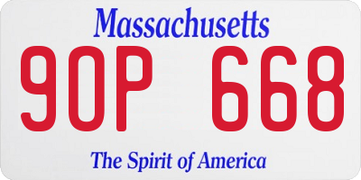 MA license plate 9OP668