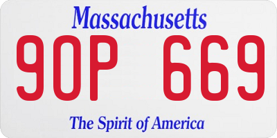 MA license plate 9OP669