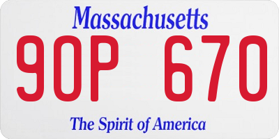 MA license plate 9OP670