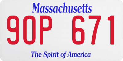 MA license plate 9OP671