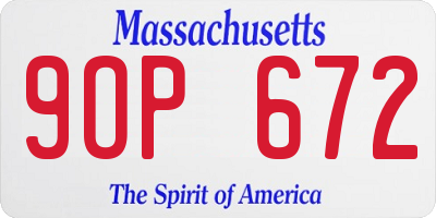 MA license plate 9OP672